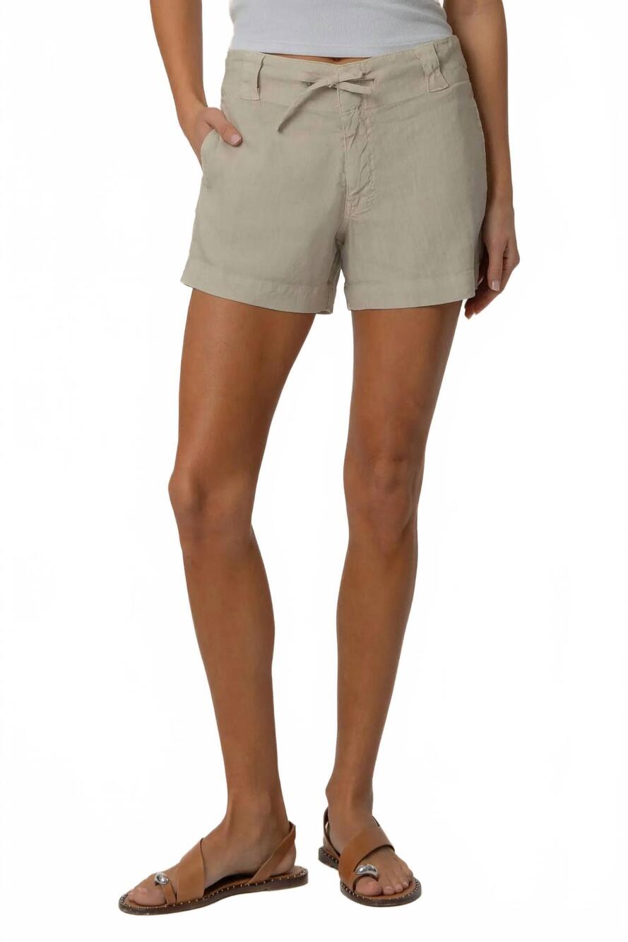 NEW KUT FROM THE KLOTH katie drawstring linen blend shorts in beige